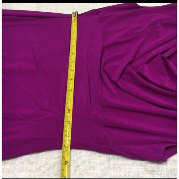 Lauren Ralph Lauren Ruched Cowl Neck Cocktail Dress Magenta Womens 12 Draped - Picture 13 of 14